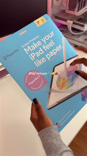 Paperlike on Instagram: "iPad refresh with @isiomavlogs using the new Paperlike 3 Screen Protector 🦋 We love seeing everything you create with the help of Paperlike! ✍️ Tag us @paperlike and add #paperlike for a chance to be featured. 🏷️ #asmr #ipad #ipadaccessories #applepencil #ipadrefresh #screenprotector #unboxing"