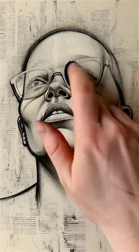 Afro Art Portrait with Vibrant Glasses | Modern Charcoal & Mixed Media Masterpiece #portraitseries