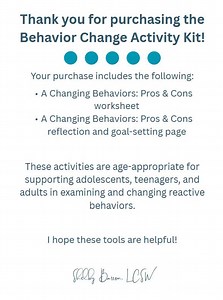 Printable Behavior Change Activity Kit - Therapy Worksheets for Adolescents, Teens, Adults - Pros & Cons - Etsy