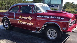 "Empty Pockets" '55 Chevy warmin up those Goodyears | Gasser Nation