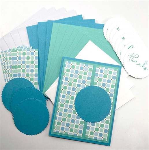 DIY Card Making Kit – Teal Handmade Card Kit – Make 4 Cards – Greeting Card Kit with Sentiments – Easy Paper Craft Kit