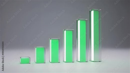 Green Growth Chart Showing Increasing Data Trends in Modern 3D Design