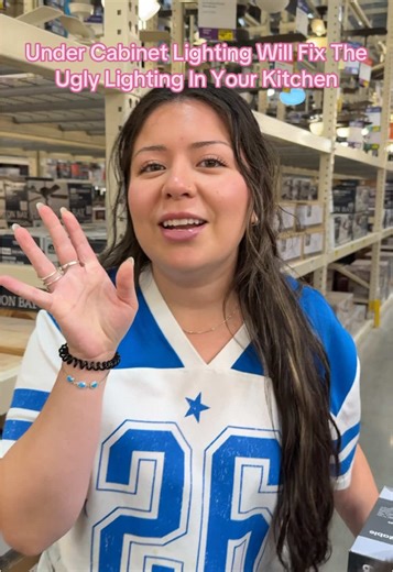 Make your husband return something and you too, could also pay like 7$ to fix your lighting #lighting #homeimprovements #kitchen #undercabinetlights #kitchenlighting #girlmath #homedepot