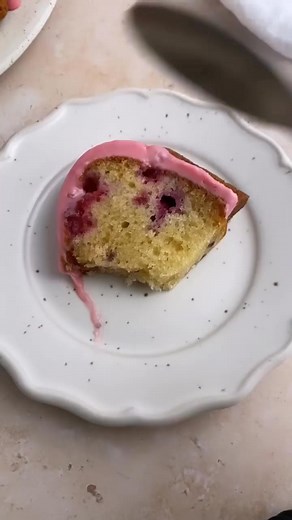 Soft and fluffy Raspberry Bund Cake filled with raspberries and...