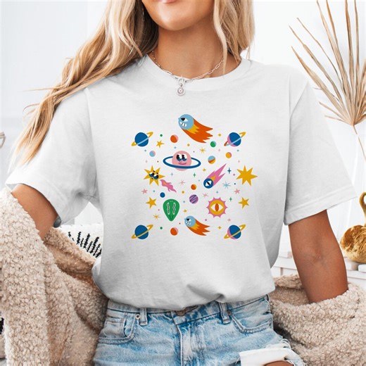 51.funky Space Cartoon T-shirt - Etsy