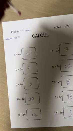 I correct Louise ´s paper #education #ecole #math #correction #ASMR