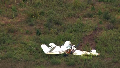 Aerials: Plane crash in Cambridge, Minnesota