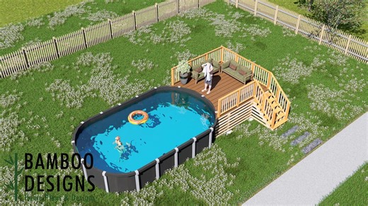 Aragorn Oval Pool Deck Plan — 10x12 Elevated Deck for 15x24 Above-ground Pools - Etsy