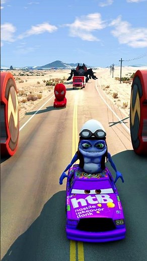Big & Small Blue Lightning McQueen vs Impossible Railway Crossing Challenge | BeamNG.drive