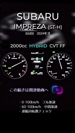インプレッサ ST-H（2024/9）FFモデル 0-100フル加速【Shorts】