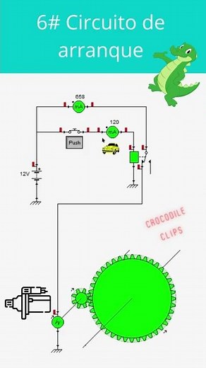 6# Simulación del circuito de arranque con cocodrile clips
