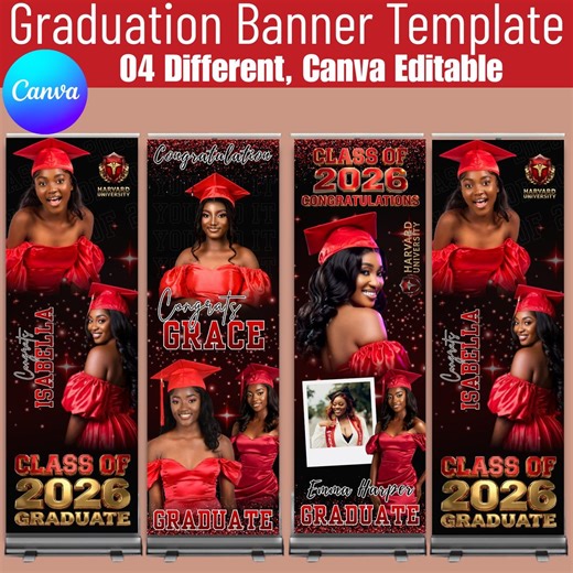 04 Graduation Banner Canva Editable Template, Editable Canva Design, Graduation, Celebration,graduation Banner Printable,class of 2026 Party - Etsy
