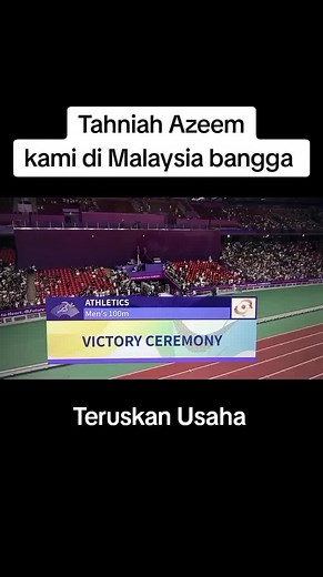 victory ceremony 100m Hangzhou Asian Game Tahniah Azeem..Senyum Selalu #victoryceremony #hangzhouasiangames #fyp