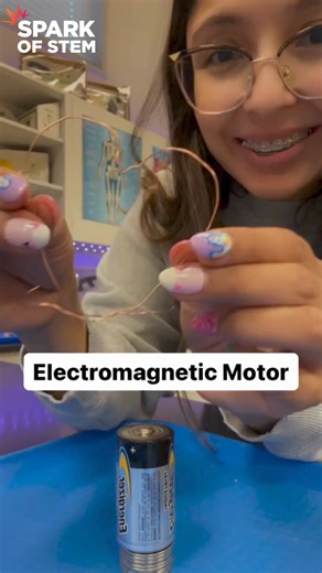 Homopolar motor 🧲🔋 Great demo for electromagnetic forces! Try to use a neodymium magnet that matches the size of your batteries. Use 20 gauge copper wire. ⚠️Caution! Students can burn themselves if they are not careful with the wire. I tell them not to touch the ends of the wire that are touching the battery or the magnets. Credit: @survivingmsscience Look out for our weekly posts with videos, photos, and other resources that will spark your attention! Follow along and learn more about these a
