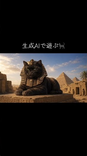 【生成AIで遊ぶ🐈‍⬛】寝ていた黒猫を古代の守り神にする✨ #shorts #黒猫 #ai猫 #スフィンクス猫
