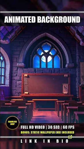 Animated Background - Classroom Castle Tower 02 | Gothic Magical Study Room Live Wallpaper Loop