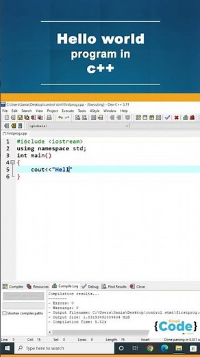 How To Print Hello World in C++? | Hello World Program In Turbo C++ | #Shorts | SimpliCode