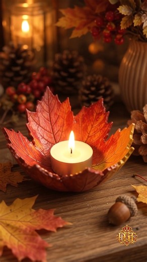 DIY Fall Leaf Candle Holder 🍁 Beautiful Autumn Clay Craft