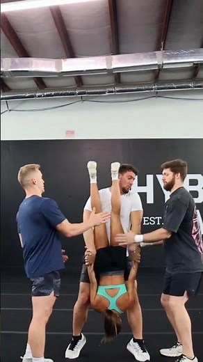 We're not in sync 😂 #cheer #stunt #shorts