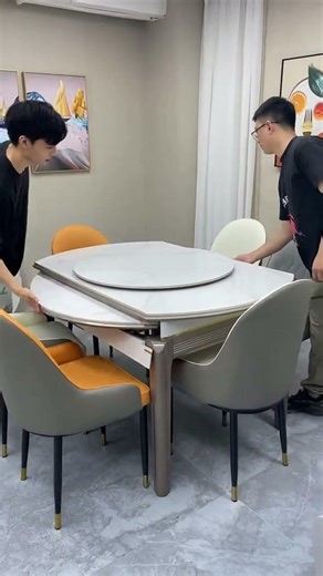 White Sintered Stone Dining Table | Expandable Sides to Round#furniture #table #diningtable #dining