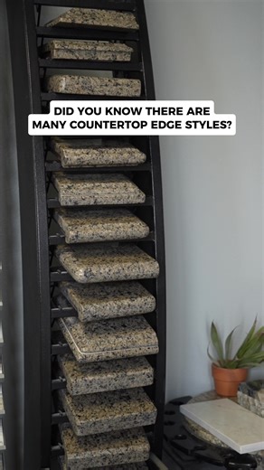 One little detail can transform your entire countertop…which is why we keep the most popular and on trend edge options on display! . . . #fresno #clovishomes #homeremodel #countertop