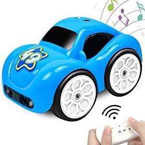 2.4 GHz Remote Control Car with Music and Sound, Track, Follow, Obstacle Avoidance, 4 Modes Rechargeable Car Toy for Boys Girls Toddlers - Blue