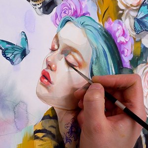 23K views · 3.8K reactions |  www.patreon.com/liobabrueckner In my newest step-by-step painting tutorial, you will learn how to paint a dreamy portrait and a realistic tiger using only watercolors and mixed media! To top it off, I teach you a super easy abstraction technique to add the perfect finishing touches to every painting! Watch this and all my previous tutorials (over 200!) by becoming an advanced student on patreon!  | Lioba Brückner | Facebook