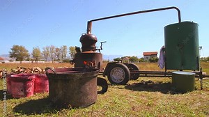 Making a homemade brandy. Traditional distillery for making brandy