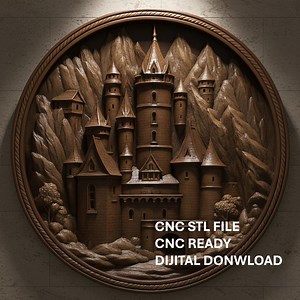 Castle 3D Model STL, CNC Files for Wood Carving, Bas Relief Fortress Art, Round Panel, Wood CNC Gifts, Vcarve Aspire - Etsy Canada