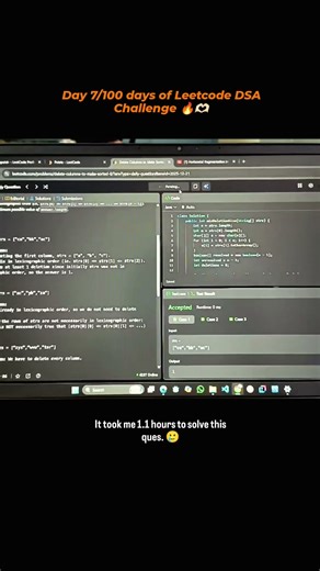 Day 7 #short #viral #engineering #coding #computerscience #vlog #leetcode #sde #sdeingoogle