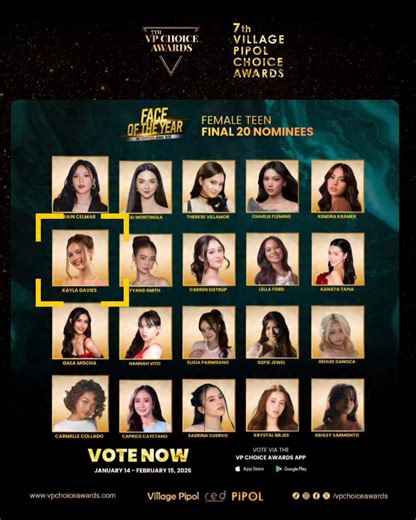 PIPOL, your votes will help determine the ranking of these young ladies for a special feature in the upcoming print issue of PIPOL mgZn magazine ✨🔥 The official voting for the 7th VP Choice Awards – PIPOL Face of the Year (Teen Female) is now open. Who among these young women defines beauty in this generation—through confidence, character, and charm that captivates the hearts of the PIPOL? Tell us in the comments and start voting now via the VP Choice Awards App or the Web Voting Portal at www.