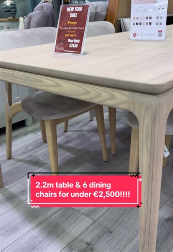 🚨 LAST ONE – DON’T MISS OUT! 🚨 Our Fionn 2.2m Table & 6 Sicily Chairs is now ONLY €2,439 ⚠️ Floor model ⚠️ Last one available ⚠️ Once it’s gone, it’s gone! Perfect for family dining & entertaining – and at this price, it won’t last long 👀 📍 Available now at Castle Davitt Furniture