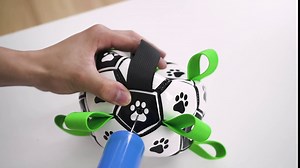 Dog Toys Soccer Ball with Grab Tabs, Interactive Dog Toys for Tug of War, Football for Dogs, Dog Birthday Gifts, Dog Tug Toy, Dog Water Toy, Durable Dog Balls for Dog