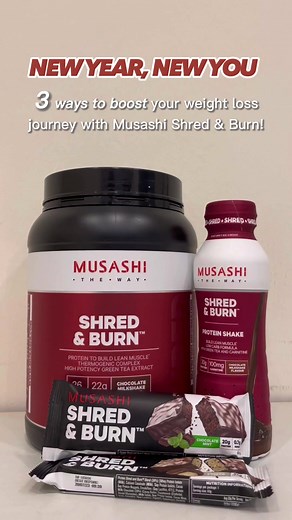 With Musashi Shred & Burn, boost your weight loss journey like never before. Get yours now from link in bio or visit us at our Flagship store! #Musashi #protein #proteinshake #proteinpowder #proteinbar #weightloss #fatloss #gym #exercise #sg #nutrition See less