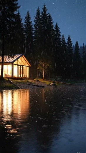 Rainy Lake Cabin Nights Feel Different 🌧️🌙