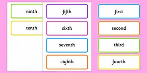 Ordinal Numbers Word Cards To Ten