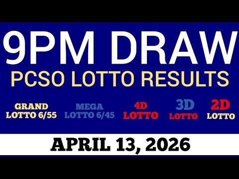 Lotto Result Today 9pm Draw April 13, 2026 Swertres Ez2 PCSO Live Result
