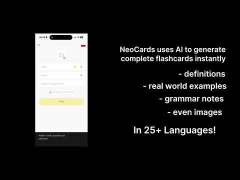 NeoCards — AI Flashcards for 25 Languages | Learn Vocabulary Smarter