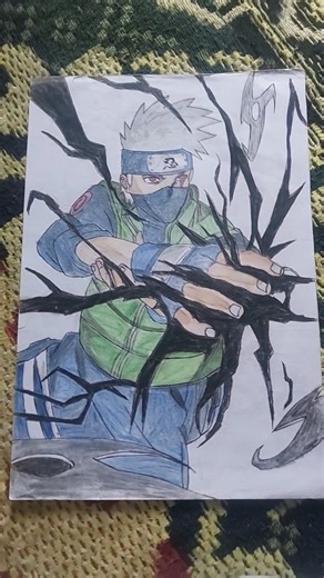 kakashi pencil colour sketch from naruto shippuden....