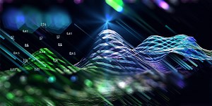 Abstract visualization wave algorithm analyze data with defocus...