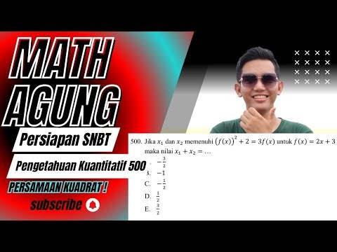 Jika x1 dan x2 memenuhi (f(x))² + 2 = 3f(x) untuk f(x) = 2x + 3 maka nilai x1 + x2 = …