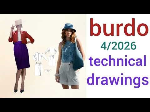Burda 4/2026 Technical drawings.Burda Style 4/2026 magazine