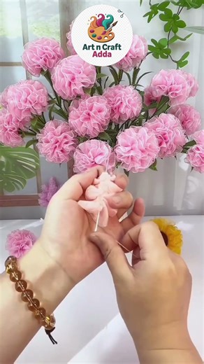 🌸 Beautiful Net Flower Making | Easy DIY Fabric Flower Tutorial #diyflower #netflower #organza