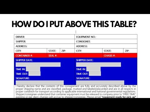 HOW TO ADD/TYPE TEXT ABOVE A TABLE YOU ALREADY CREATED IN YOUR WORD DOCUMENT