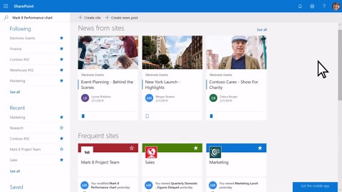 SharePoint スタート ページでコンテンツを検出する