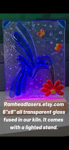 Fused Glass Table Top Hummingbird Suncatcher ( Lighted ) - Etsy