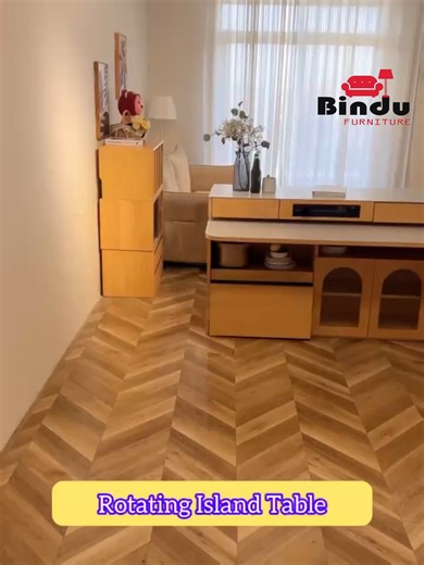 Innovative Sintered Stone Kitchen Island with Rotating Table