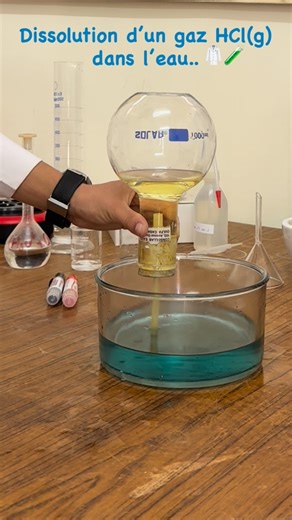 Said El Mouden on Instagram‎: "Au laboratoire physique - chimie, La dissolution d’un gaz HCl(g) dans l’eau🥼🧪 pour les élèves de 1BAC SM S.ex!! #gaz #chimie #dissolução #dissolution #laboratoire #maroc #tp #france #1bac #1bacmaroc #agadir #esef #تجارب #كيمياء #كميائيون #مختبرات #غاز #ذوبان"‎