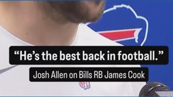 Josh Allen calls James Cook 'the best back in football' after win vs. Browns