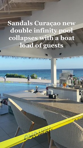 Sandals Curaçao infinity pool wall collapses while on vacation #sandalsresorts #sandals #curacao #fyp #foryou #pool #accident